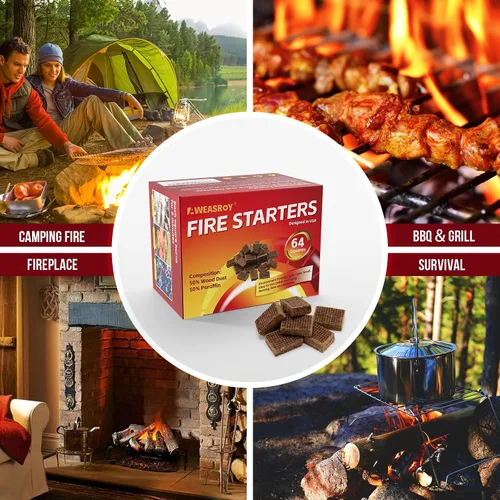Miniatura 6 de Fire Starter Squares 192 - Arrancadores de fuego para chimenea, chimenea, parrilla de barbacoa, fuego de campamento, estufa de leña, resistente al