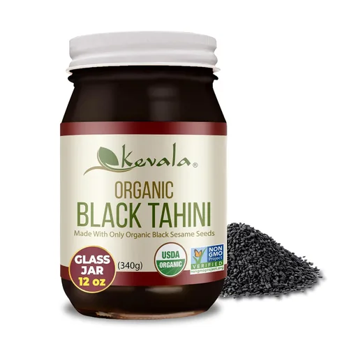 Miniatura 9 de Kevala Tahini negro orgánico – Pasta de sésamo negro sin gluten para alimentos dulces y salados, ideal para mezclar con una pasta de miso, tamaño a