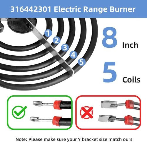316442301 Quemador Eléctrico para Estufa de 8'' Elemento de Superficie de Bobina (5 Vueltas) por APPLIANCEMATES Repuesto para Elemento de Superficie