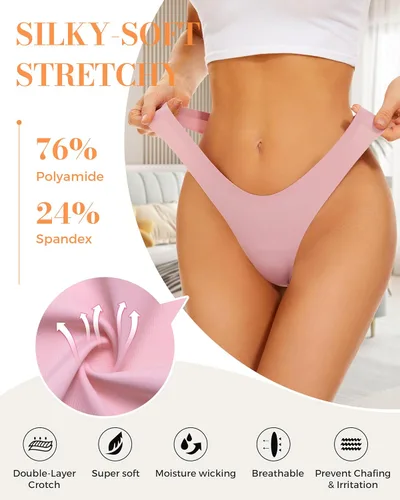 Miniatura 4 de Riozz Ropa interior invisible para mujer, bikini suave y elástico, sin costuras, ropa interior invisible, hipster, paquete de 6