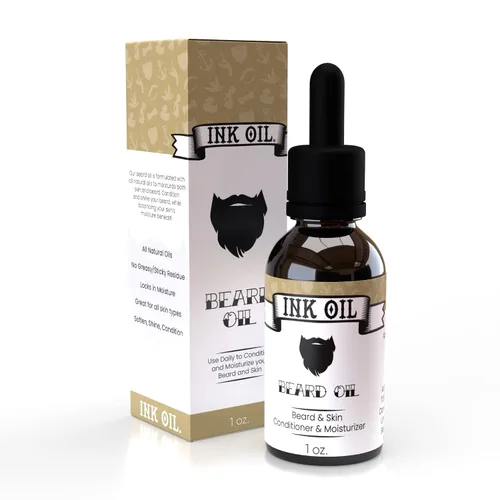 Ink Oil Aceite para barba mezcla de aceites orgánicos de primera calidad | Aceite natural para barba para el crecimiento de los hombres |