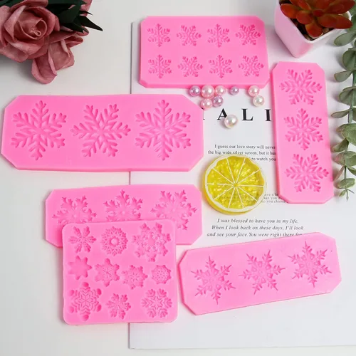 Miniatura 6 de Rainmae 6 moldes de silicona para pastel de copo de nieve de Navidad, copos de nieve 3D, herramientas de decoración de cupcakes de invierno
