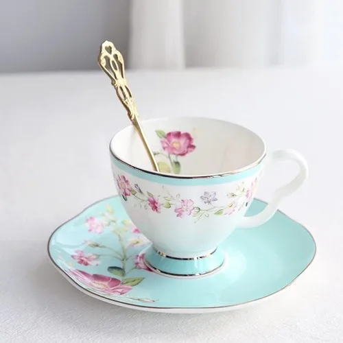 Miniatura 3 de Tazas de café Juego de platillos de taza de té de la flor de la taza del té de la porcelana de la crema del cuenco del azúcar taza del café