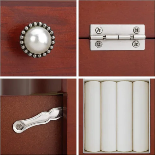 Miniatura 3 de RR ROUND RICH DESIGN Joyero de madera maciza estructura multicapa almacenamiento combinado con espejo de maquillaje color marrón