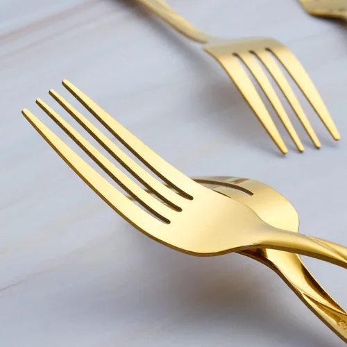 Miniatura 4 de Juego de 6 tenedores de mesa dorados de acero inoxidable de 7.8 pulgadas, color dorado brillante