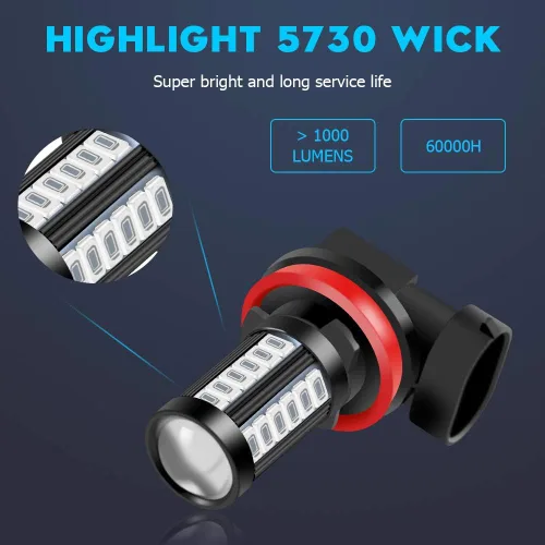 Miniatura 3 de Bombillas LED antiniebla H11 H8, color azul, superbrillantes 33-SMD, repuesto para automóvil, camión, luz diurna, luz antiniebla DRL de 12 V, 2