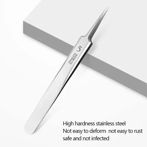 Miniatura 7 de Pinzas para eliminar espinillas de acné, con caja, de acero inoxidable, extractor de puntos negros, para salón de belleza y hogar plateado