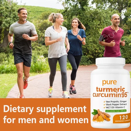 Miniatura 7 de Curcumina de cúrcuma 95 1000 mg - Suplemento de complejo de cúrcuma 95% con propóleos de abeja, jengibre, aceite MCT, vitamina C soluble en grasa