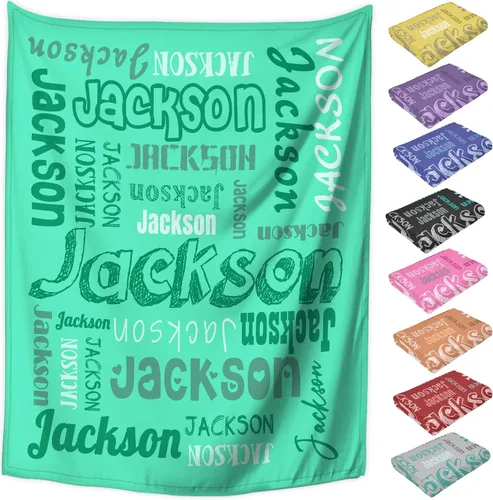 Miniatura 15 de Manta personalizada con texto del nombre, mantas de franela personalizadas para bebés, adultos y niños, regalo de cumpleaños, día de San Valentín