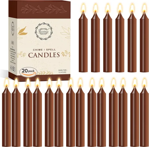 Miniatura 10 de Raajsee Paquete de 20 mini velas cónicas sin perfume, rojas 5 pulgadas (alto) velas para cena sin humo y sin goteo cera de parafina con mechas