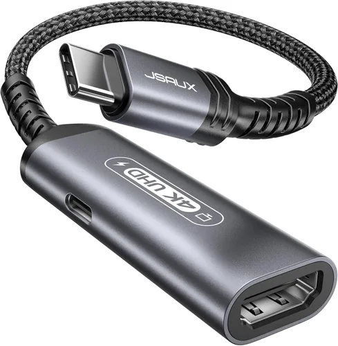 JSAUX Adaptador USB C a HDMI y cargador | 4K @60Hz 2-IN-1 Tipo C a HDMI Adaptador con PD Fast 100W Compatible con Thunderbolt 3/4, iPhone 16 Pro Max