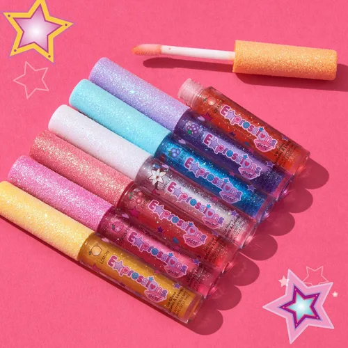 Miniatura 4 de Juego de 7 brillos de labios con sabor a fruta, brillo de labios en varios sabores afrutados, maquillaje no tóxico para niños y adolescentes
