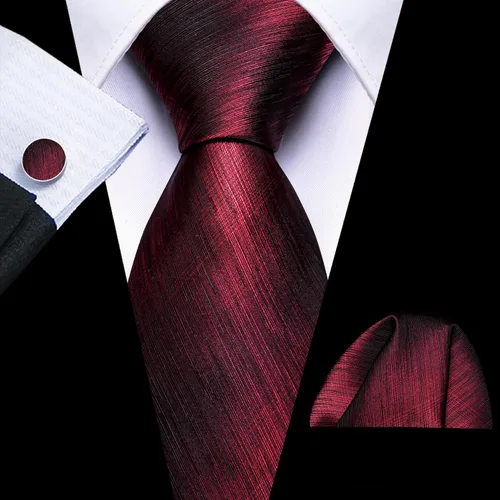 Miniatura 355 de Barry.Wang Juego de corbatas para hombre, corbata de seda a rayas, tejido a cuadros, gemelos formales, negocios, boda