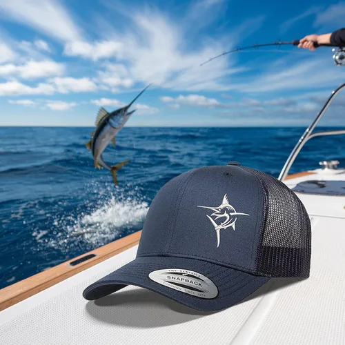 Miniatura 6 de Embroidered Swordfish Trucker Hat Adjustable Snapback Cap Mesh Back Men and Women
