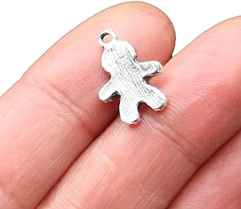 Miniatura 2 de Bohemian Findings BULK 50 Encantos de tono plateado antiguo de hombre de jengibre - SC3111, Zinc, No es una piedra preciosa