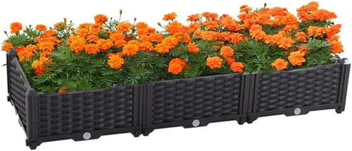 Miniatura 39 de Hershii Kits de cama elevada de jardín, contenedores rectangulares de plástico para plantas profundas, para interiores y exteriores, verduras, Blanco