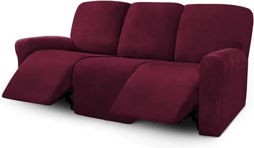 Miniatura 15 de ULTICOR Fundas de terciopelo para sofá reclinable de 8 piezas, fundas elásticas para sofá reclinable de 3 cojines, fundas para muebles, fundas
