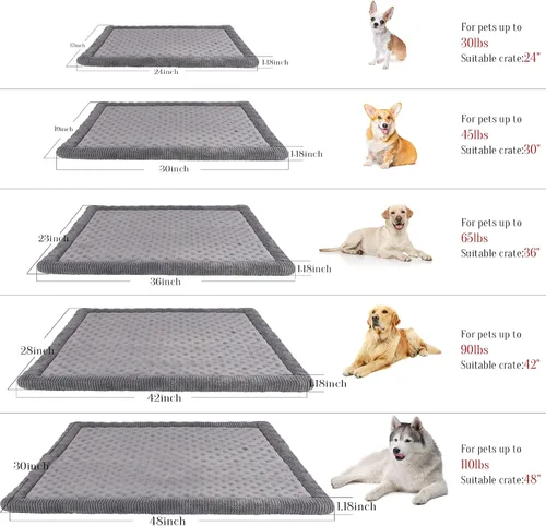 Miniatura 7 de Almohadilla grande para jaula de perros de 36 pulgadas, gris, cama de espuma viscoelástica para perrera de perros, franela suave, lavable