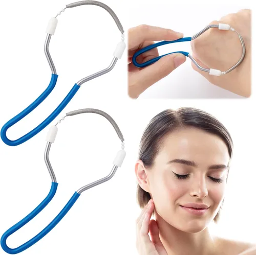 2pcs removedor de vello facial manual, depiladora de resorte de acero inoxidable portátil, removedor de vello facial suave para mujeres hombres -