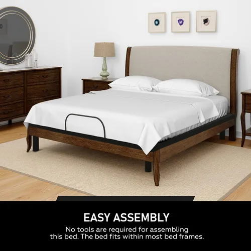 Miniatura 6 de Greaton Base de cama ajustable de 15 pulgadas con telas decorativas, inclinación de la cabeza con control remoto con cable, barra protectora