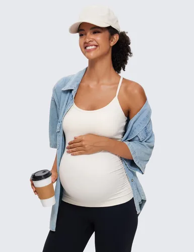 Miniatura 4 de CRZ YOGA Butterluxe - Camiseta sin mangas de maternidad con espalda en Y para mujer, fruncida, básica, sin mangas, atlética, para yoga