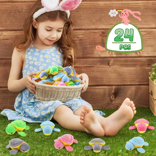 Miniatura 5 de HyDren 24 piezas de juguete de tortuga pequeña de peluche a granel, tortuga marina suave de peluche, tortuga adorable de peluche, juguete