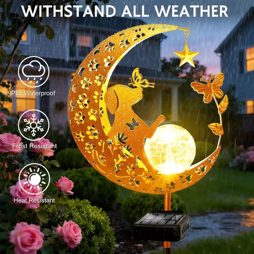Miniatura 6 de Luces solares decorativas para exteriores, diseño de luna, perro, mariposa, estaca solar, regalos de cumpleaños para mujeres, mamá, abuela