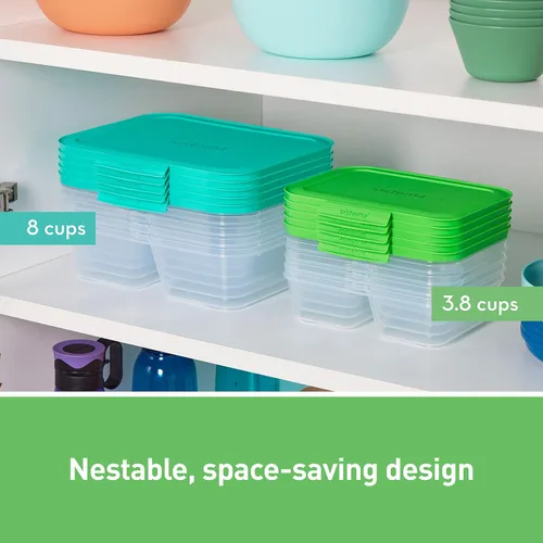 Miniatura 3 de Sistema Nest It - Recipientes de almacenamiento de alimentos para preparación de comidas con tapas, 2 compartimentos, 3.7 tazas, plástico, paquete