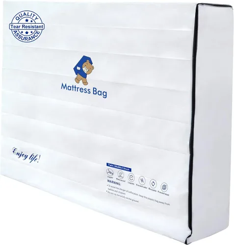 Miniatura 6 de Bolsa de colchón de plástico para almacenamiento en movimiento, funda de colchón impermeable con cremallera de 6 mil, protector de colchón