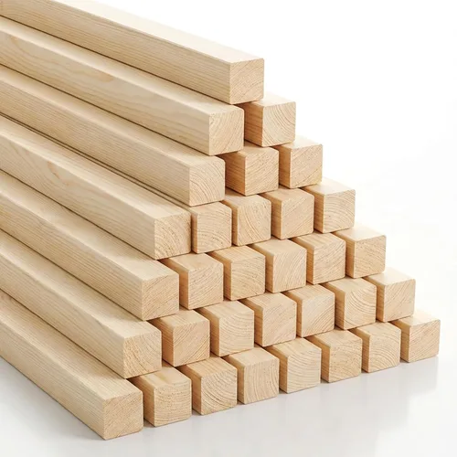Elsjoy Paquete de 50 varillas cuadradas de madera de 1/2 x 12 pulgadas, palos de madera de pino sin terminar para manualidades, proyectos de