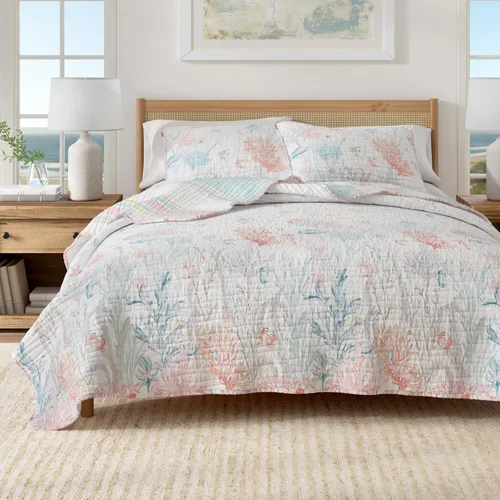 Miniatura 10 de Great Bay Home Juego de edredón costero, juego de ropa de cama náutica de 3 piezas tamaño King/California King, colcha reversible ligera para todas