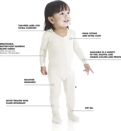 Miniatura 2 de KicKee Pants - Mameluco estampado con cremallera y pies cubiertos para niños y niñas