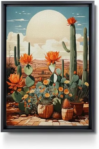 StoreUSA97 Saguaro Cactus, Desert Wall Art Decor, Travel Poster for Bedroom, Living Room, Office, Bathroom, Gift for California, Arizona, Utah, New
