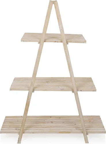 Miniatura 7 de Alpine Corporation MBB168 Estante de almacenamiento triangular de madera moderno de 3 niveles, 50 pulgadas de alto, acabado natural