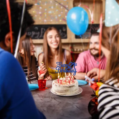 Miniatura 8 de Gyufise 1 decoración para pastel de cumpleaños número 10 con purpurina azul para tarta de 10 años de edad, decoraciones fabulosas para tartas