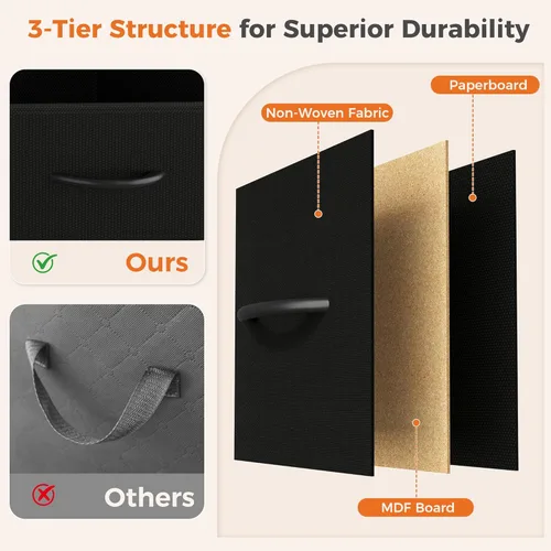 Miniatura 5 de Sweetcrispy Cómoda alta de tela para dormitorio, cómoda delgada de 6 cajones, torre de almacenamiento estrecha con parte superior de madera y marco