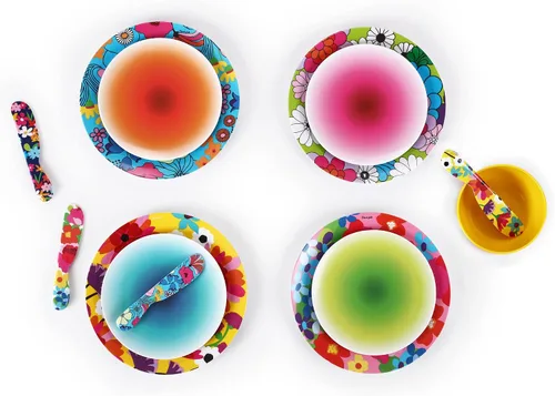 Miniatura 42 de French Bull Juego de 4 platos – Juego de 4 platos de ensalada de melamina de 9 pulgadas – Vajilla de melamina para interiores y exteriores – Foli
