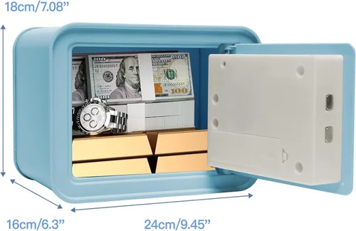 Miniatura 2 de Mini caja de seguridad pequeña para niños, alcancía para niños y niñas, caja fuerte azul con llave