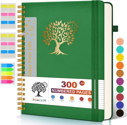Miniatura 27 de Cuaderno grande en espiral para mujeres y hombres, 300 páginas rayadas numeradas, con rayas universitarias, cuaderno encuadernado en espiral de tapa