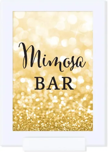 Miniatura 19 de Andaz Press Letreros enmarcados para fiesta de boda, purpurina dorada brillante, 4 x 6 pulgadas, letrero de mesa de postre Love is Sweet, Enjoy a El