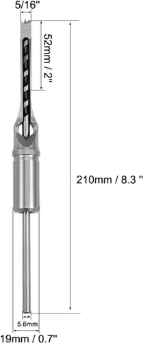 Miniatura 3 de uxcell Broca de agujero cuadrado, herramienta eléctrica de mortaja de cincel hueco de acero de alto carbono de 5/16 "para carpintería