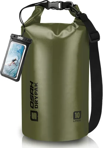Miniatura 28 de Bolsa seca impermeable, 5L/10L/20L/30L/40L Mochila de almacenamiento ligera con funda para teléfono para mujeres y hombres, saco impermeable Gris