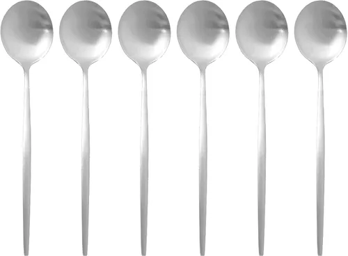 Miniatura 8 de Juego de 6 cucharas de cena mate de acero inoxidable 304 cucharas de sopa con mango largo, cuchara de postre para arroz, gachas de avena y ensalada