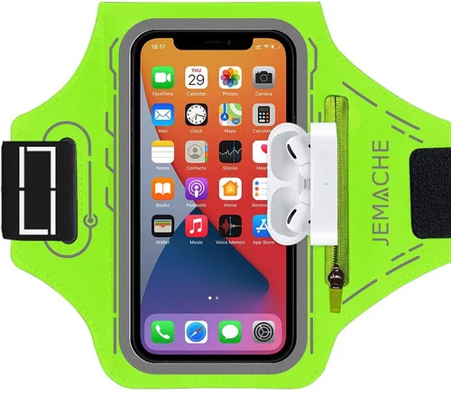 Miniatura 9 de Brazalete para iPhone 17 16 15 14 13 12 Pro con soporte para Airpods, entrenamiento de gimnasio y correr (negro)