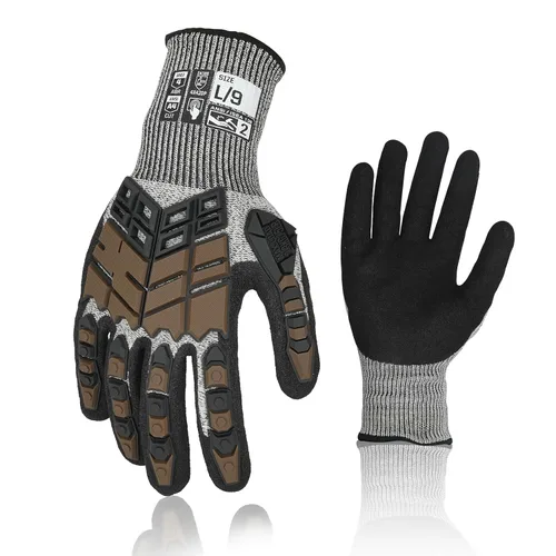 Guantes de trabajo de seguridad, guantes de impacto para hombres y mujeres, resistentes a los cortes, antideslizantes, guantes de trabajo pesado con