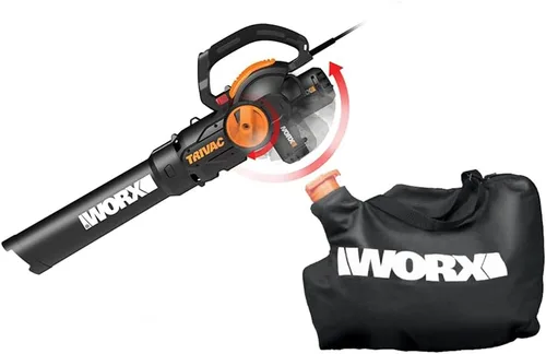 WORX WG512 Trivac de 12 amperios, soplador eléctrico 3 en 1, aspiradora de hojas y trituradora de hojas para el cuidado del césped