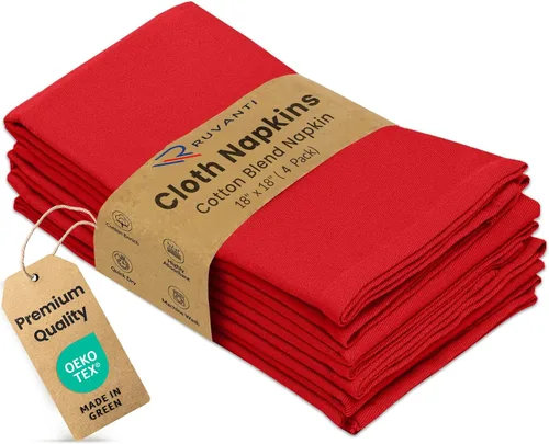 Miniatura 38 de Ruvanti - Juego de 4 servilletas de tela de 45x45 centímetros, lavables, suaves, duraderas, absorbentes, mezcla de algodón. Servilletas de mesa