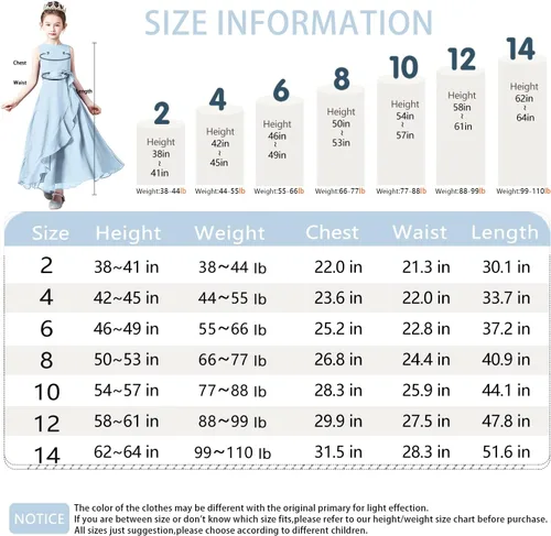 Miniatura 4 de Vestido largo de dama de honor para niña, vestido formal de gasa sin mangas para niñas de flores