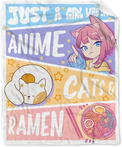 Miniatura 9 de Manta de anime de regalo para niñas, decoración de anime Kawaii para mujeres, manta de franela de dibujo de anime Ramen Boba, cosas para amantes