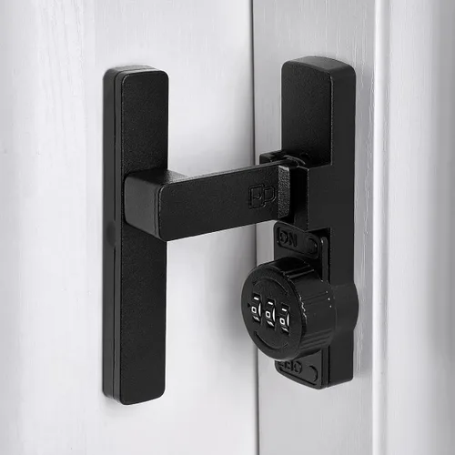 Miniatura 9 de INIRET Cerradura de Puerta de Granero Negra Mate de 180 Grados, Cerradura de Contraseña Mecánica, Contraseña de 3 Dígitos Sin Llave, Pestillo